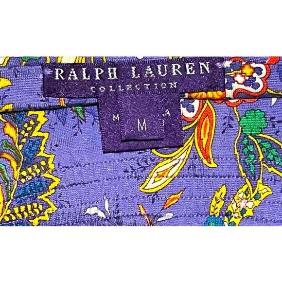 RALPH LAUREN PURPLE LABEL SILK VIBRANT PURPLE & GREEN FLORAL PAISLEY 2 PIECE SET - Picture 4 of 8